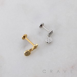 MULTI CZ DIAMOND KITE ROUND DANGLE THREADLESS (PUSH IN) 316L SURGICAL STEEL LABRET SET